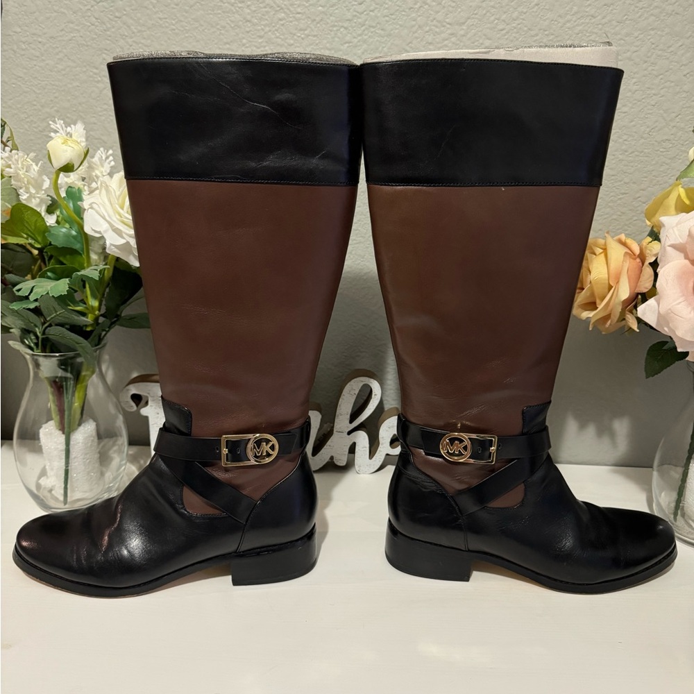 Michael Kors Women's Black and Brown Riding Boots